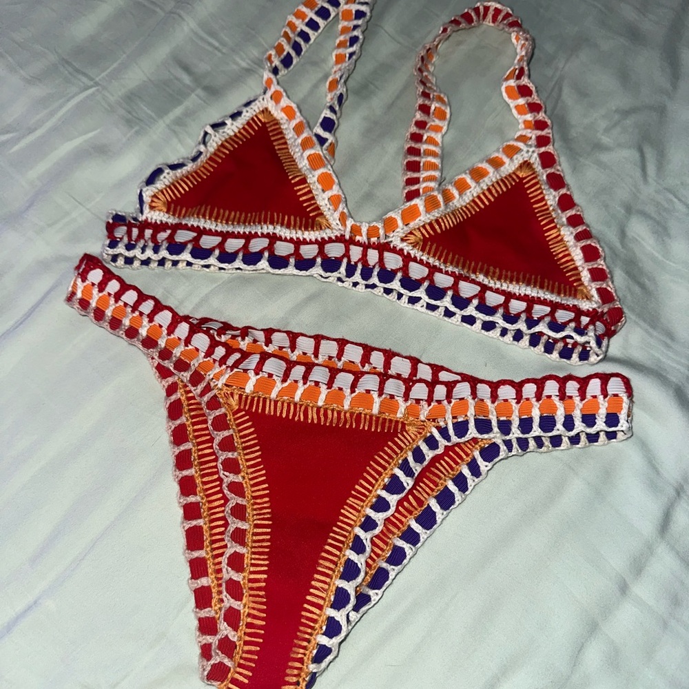 KIINI Red Bikini with Orange and Purple Trim